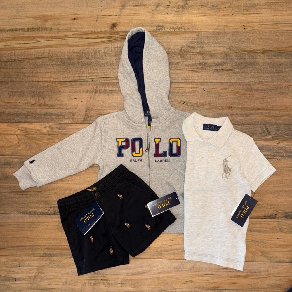 Polo Ralph Lauren boys size 2t sweatshirt and shirt & shorts